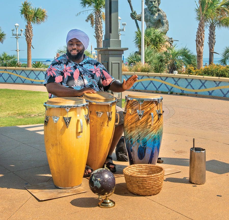 street performer at the oceanfront